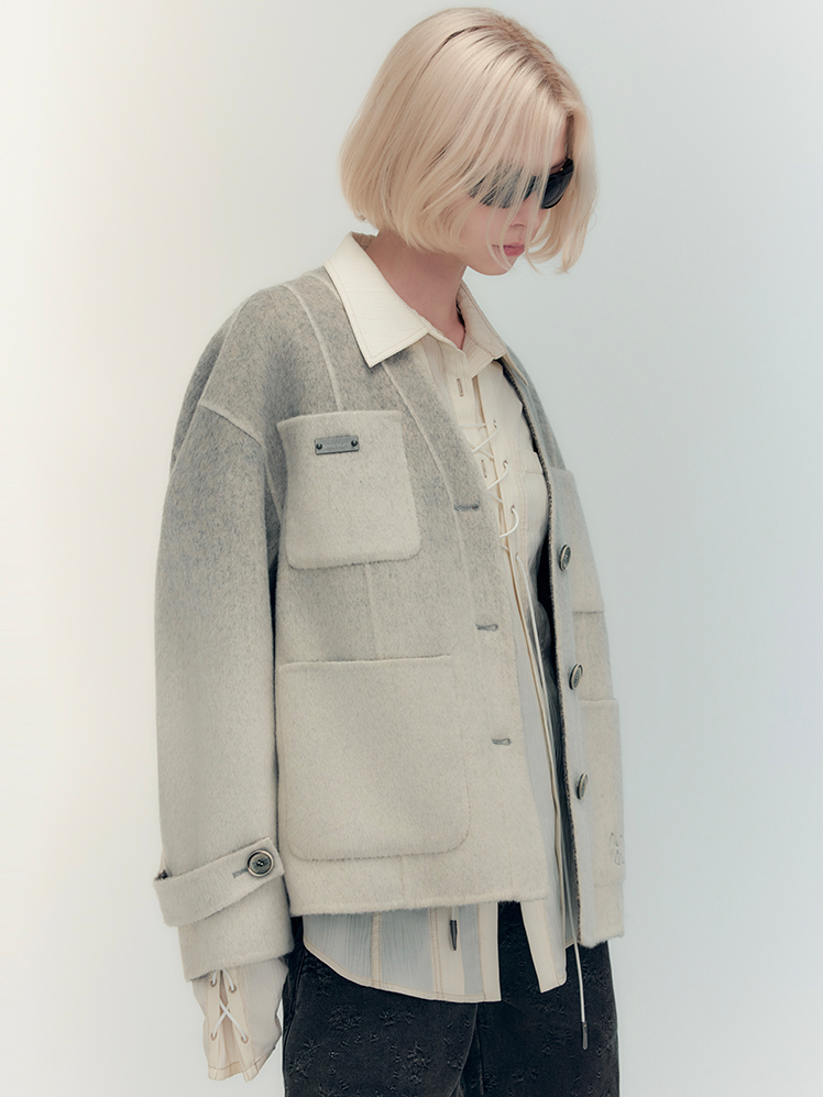 Nichi Wool Patchwork modischer Kurzschicht