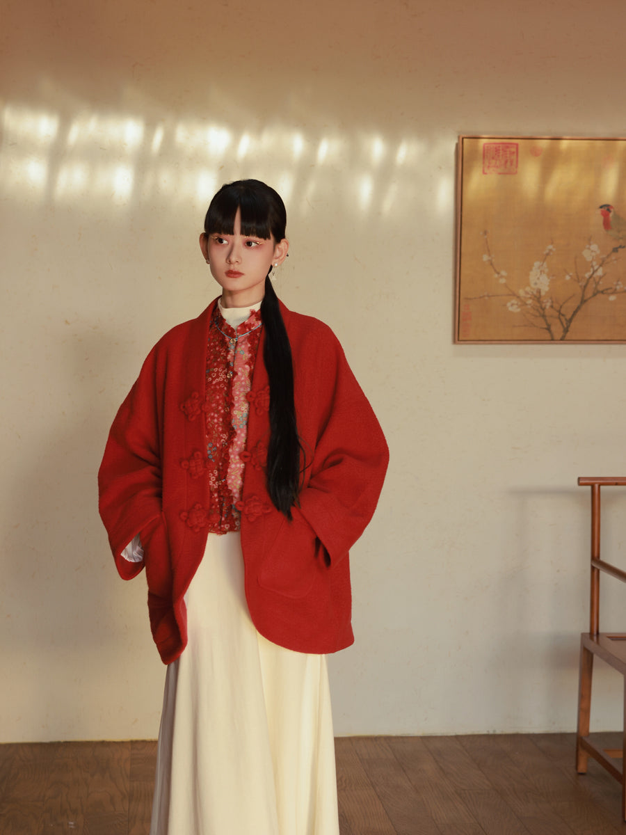 Wool China Retro Flare Ovresize Vivid Loose Coat