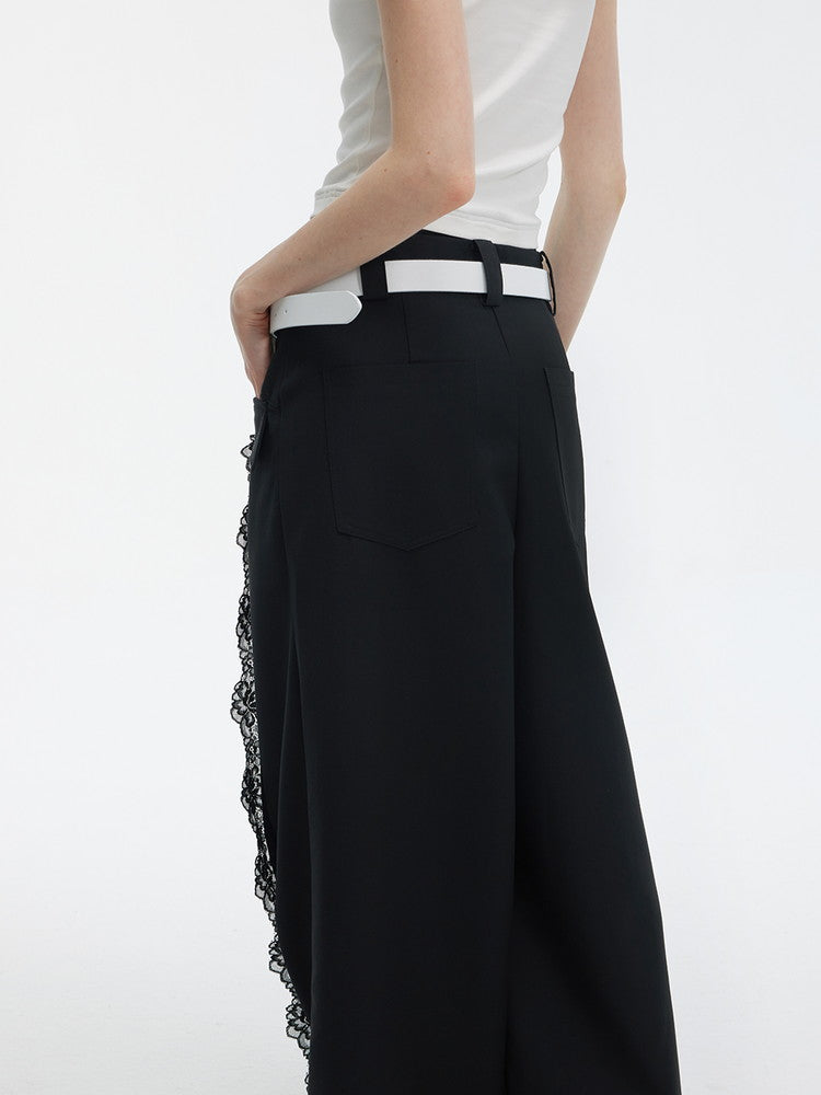 Lace Plain Cool Loose Wide-Pants