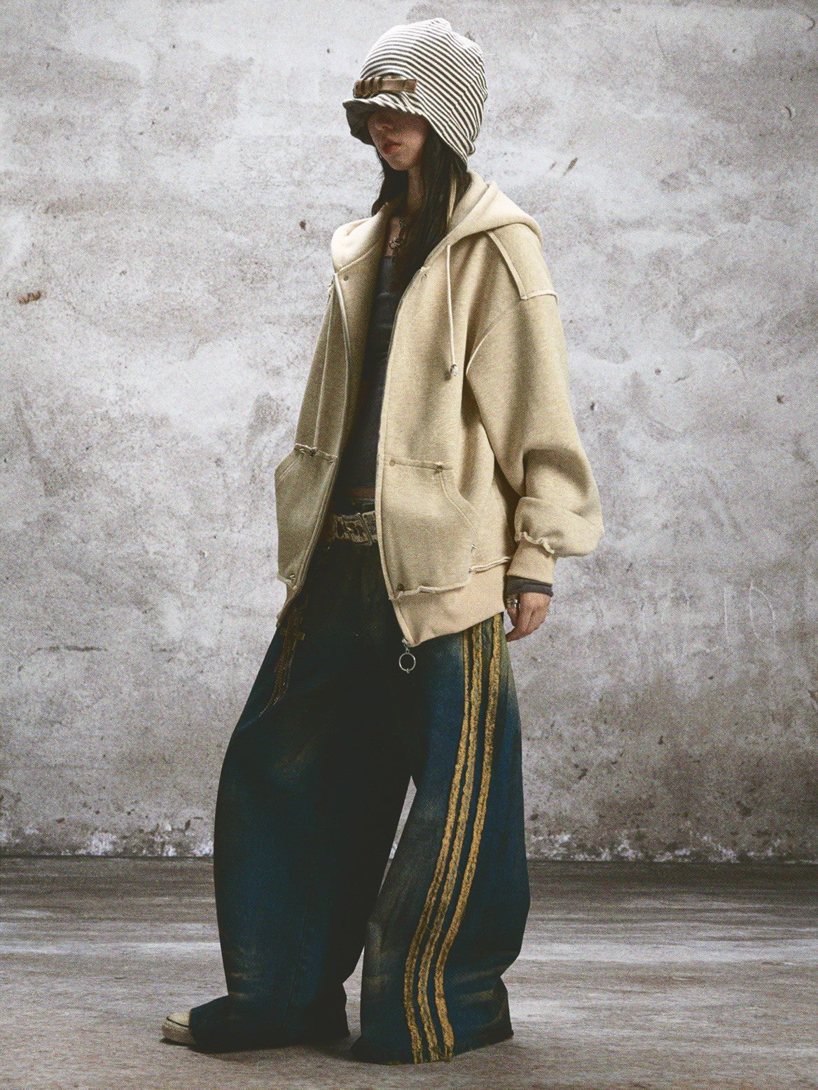 Hoodie Sweat Retro Balloon-Sleeve Oversize Parka