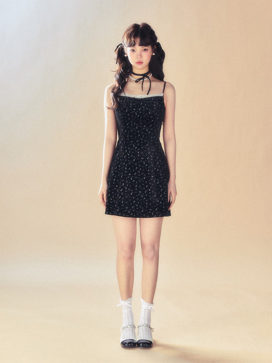 레이스 꽃의 짧은 여성 플레어 카미솔-나이트 피스