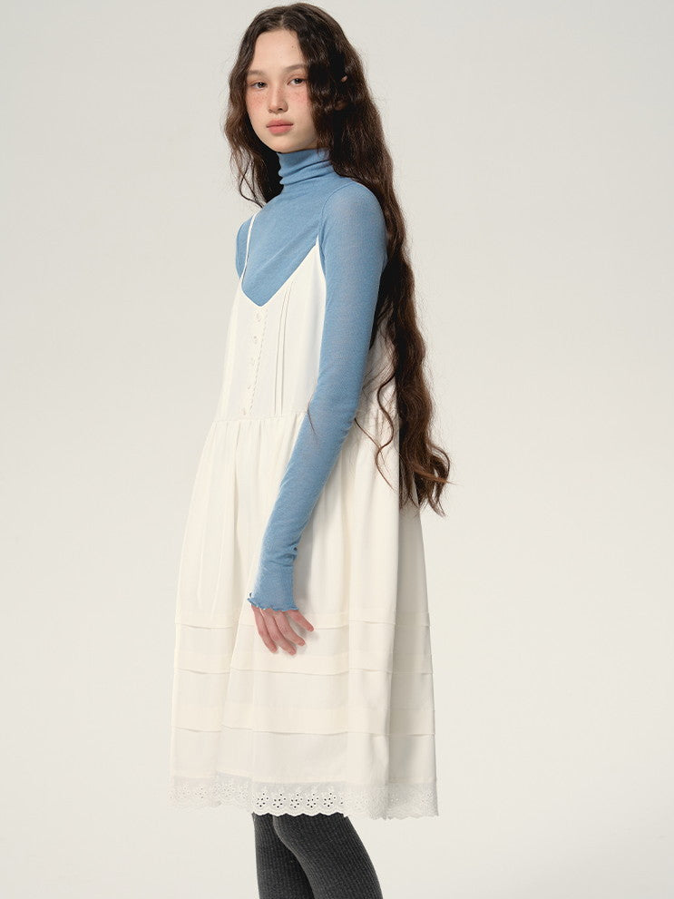 Lace Tiered Natural Simple Layered Camisole-One-Piece