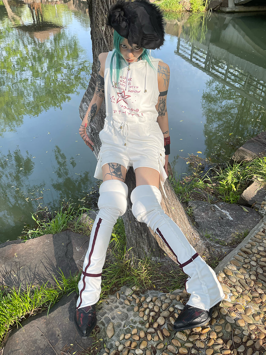 짧은 바지 까마귀 zip 드로 스트링 캐주얼 AII-in-one