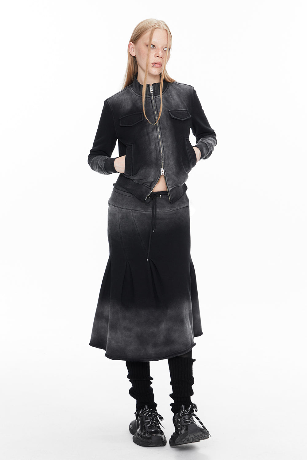 데님 페이디드 빈티지 캐주얼 블루종 & 파카 & 스커트