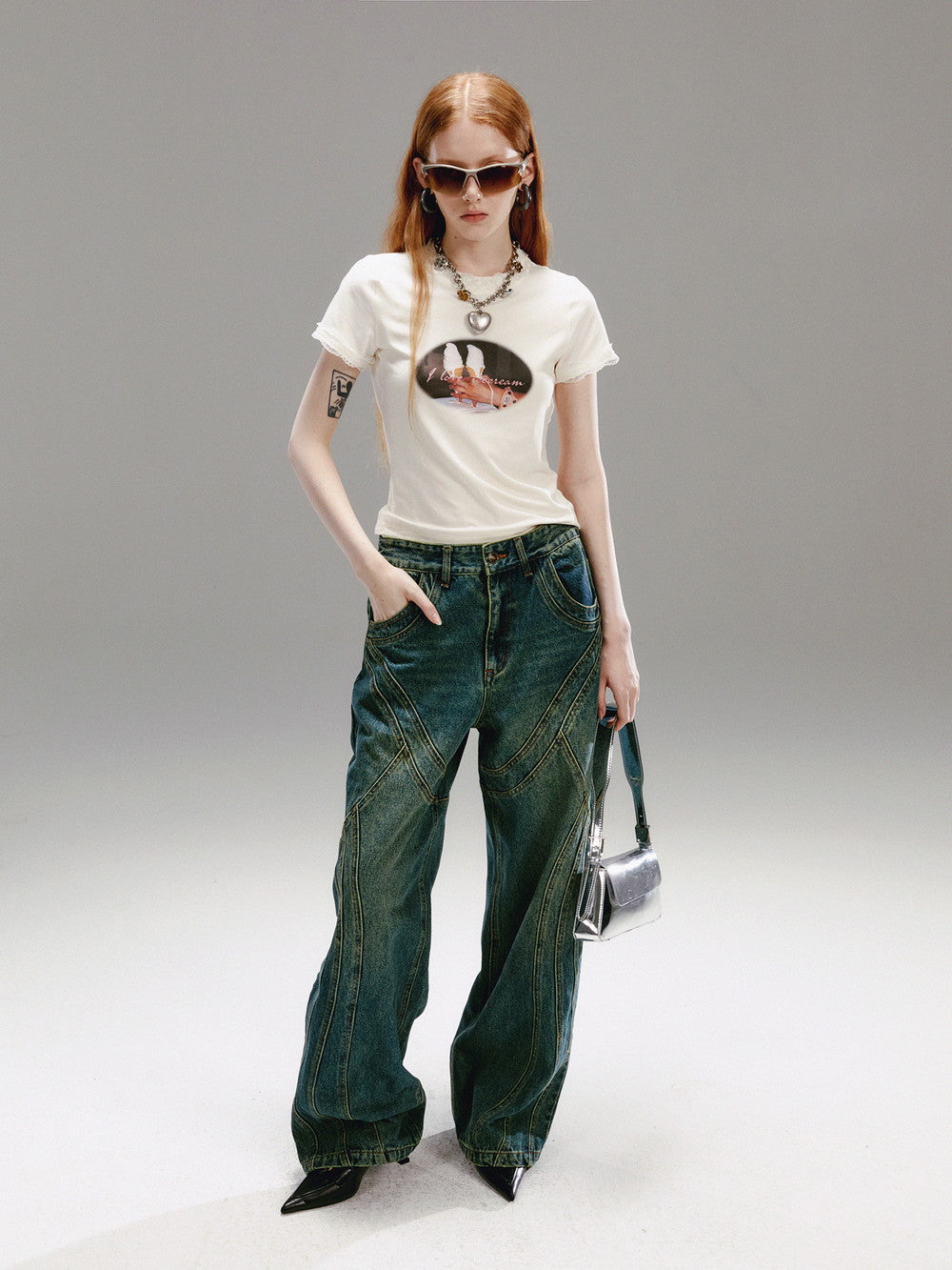 Casual einfaches Retro-Print-Shirt