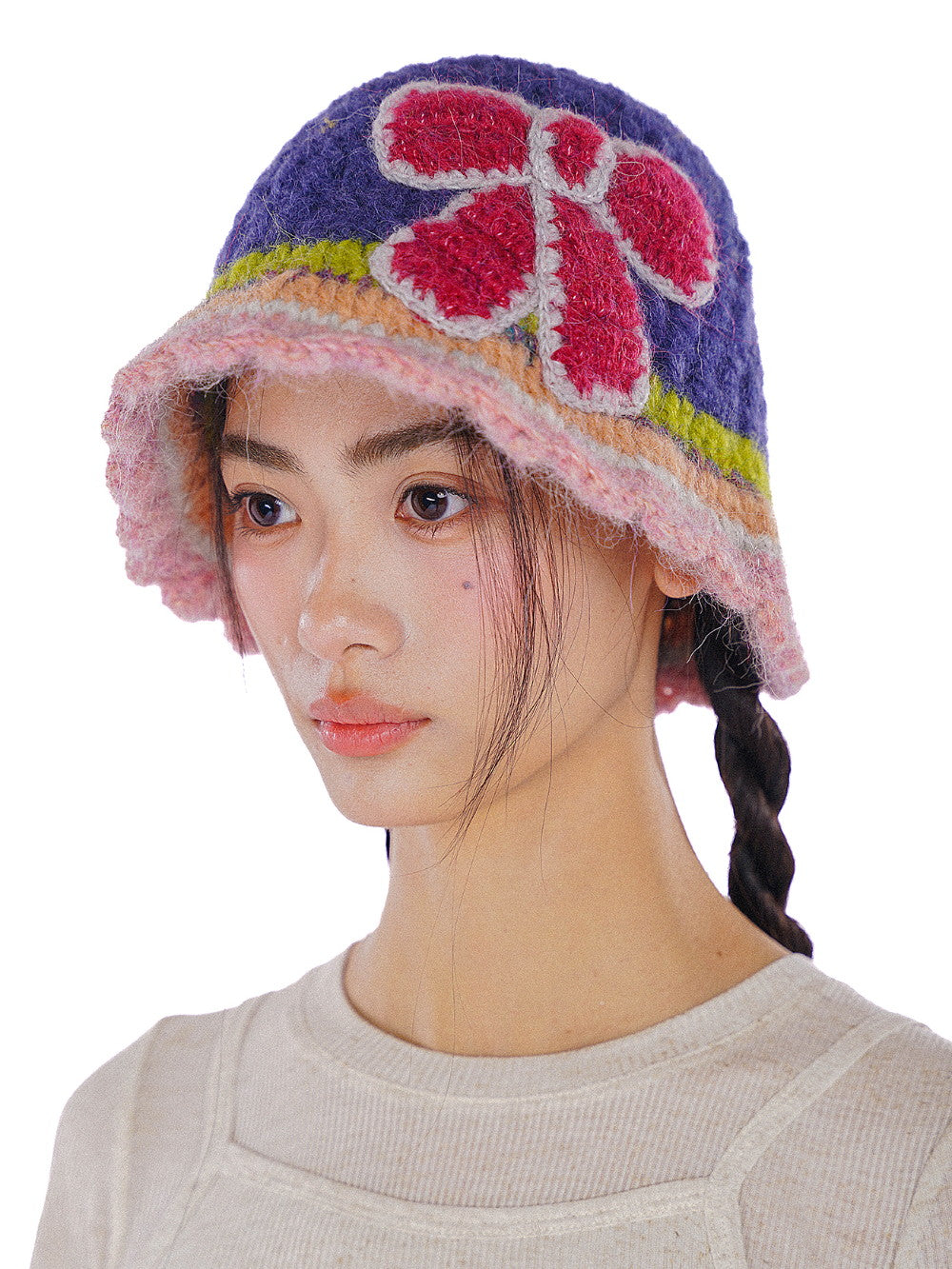 Crochet Knit Colorful Border Ribbon Hat – ARCANA ARCHIVE