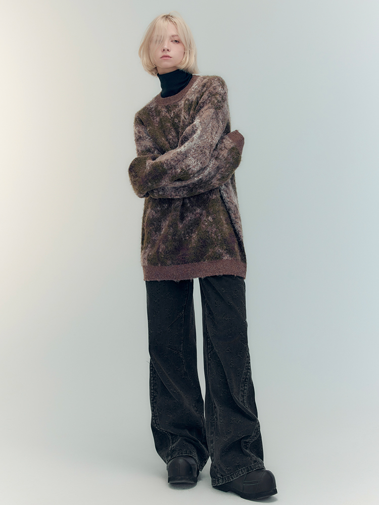 Tie-Dye-Crew-Hals Retro Oversize Strick