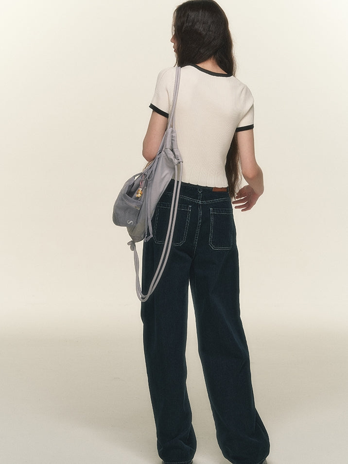 Cropped Feminine Bi-Color Summer-Knit