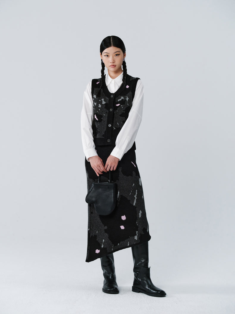 Strickspeckte Asymmetrie-Retro-Weste & Langstrecke