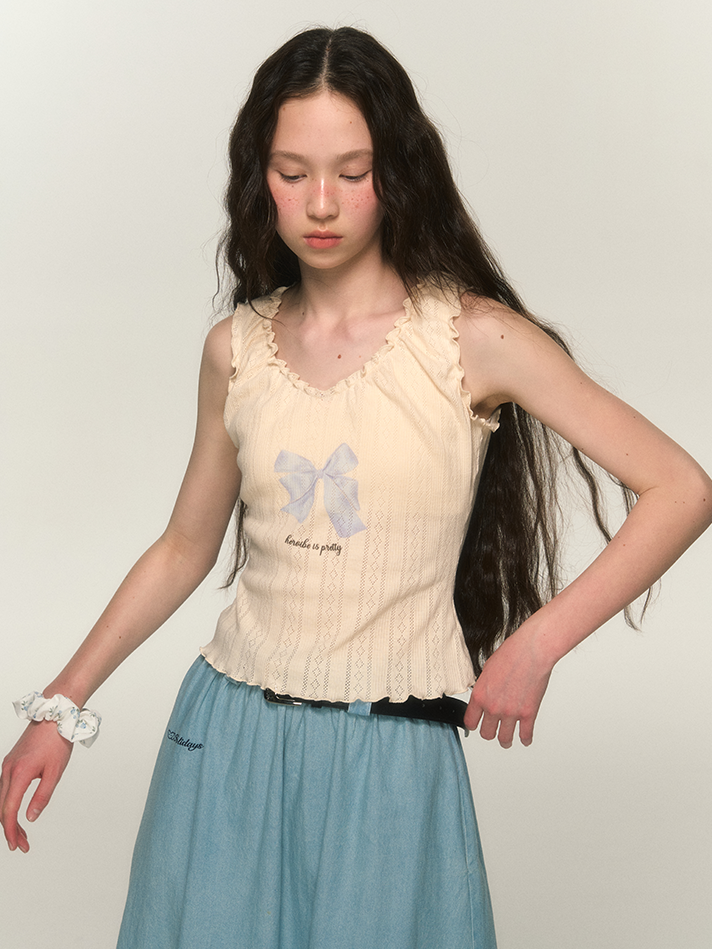 Ribbon Mellow Girly Sleevels Summer-Take