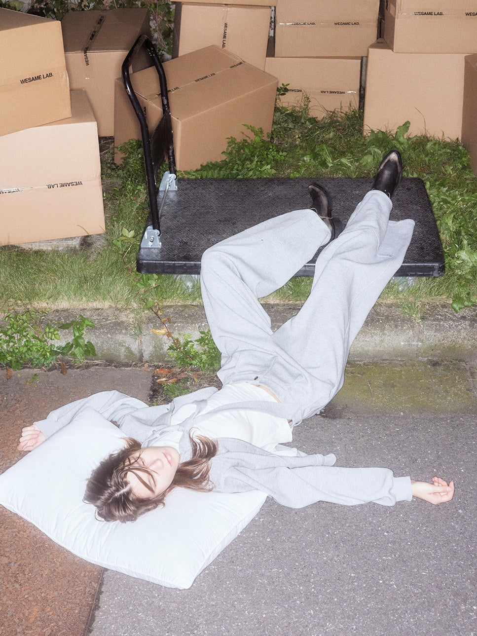 Sweat Casual Tie Plain Stand-Collar Set-Up Tops&Pants