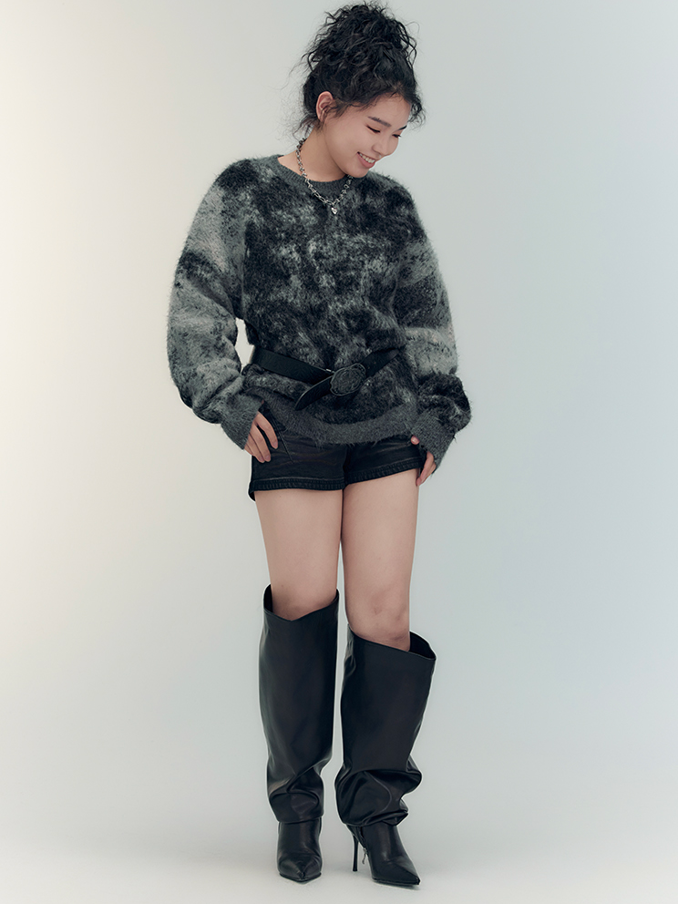 Tie-Dye-Crew-Hals Retro Oversize Strick