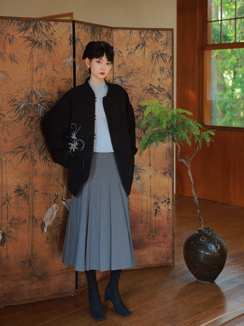 중국 자수 벨벳 고급 대형 재킷