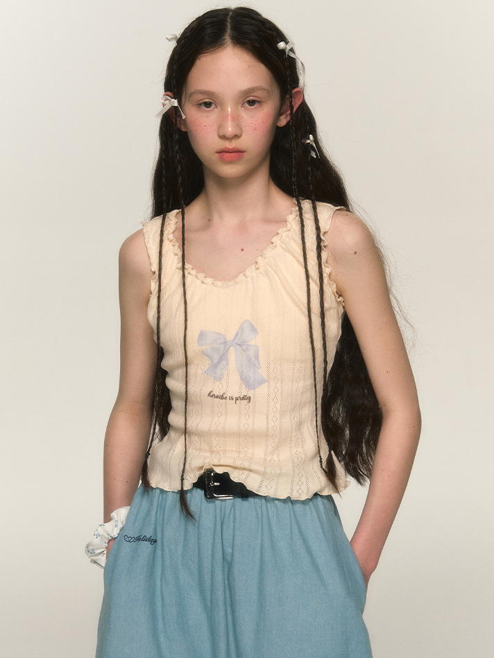 Ribbon Mellow Girly Sleevels Summer-Take