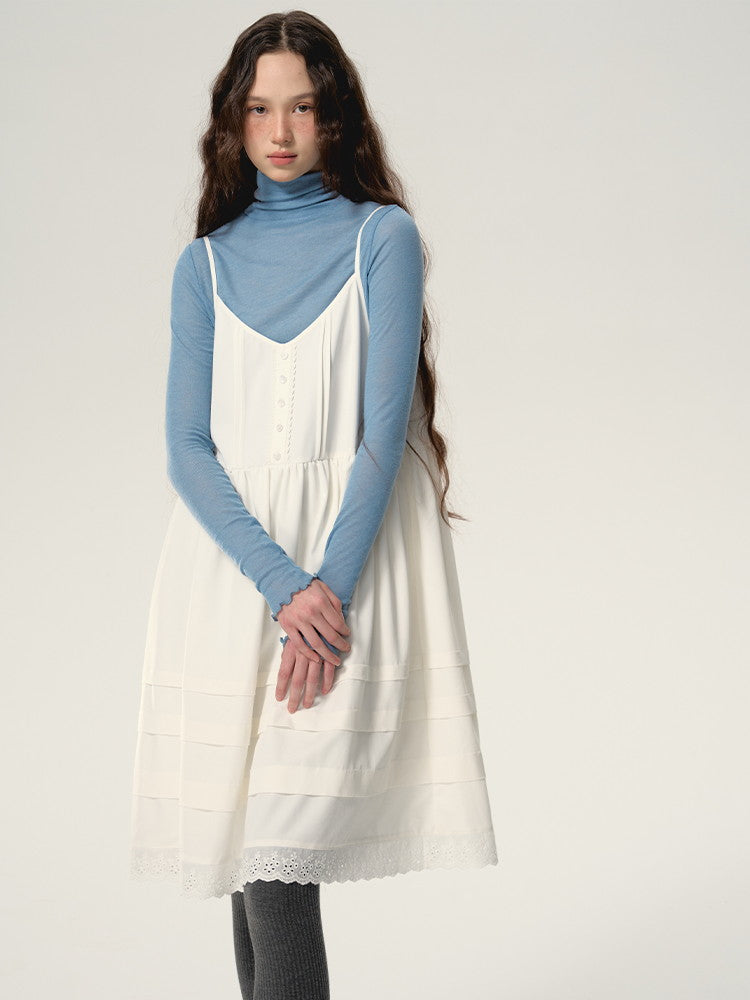 Lace Tiered Natural Simple Layered Camisole-One-Piece