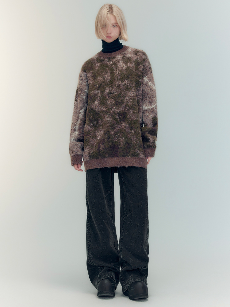 Tie-Dye-Crew-Hals Retro Oversize Strick