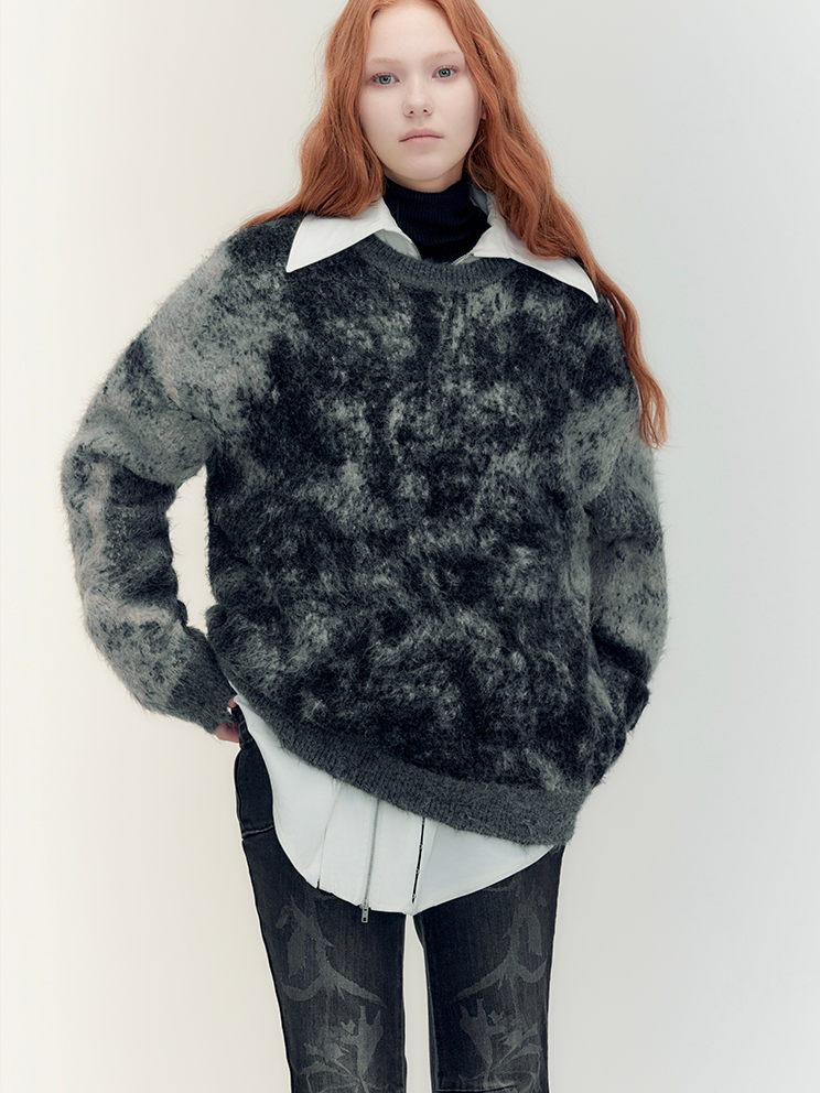 Tie-Dye-Crew-Hals Retro Oversize Strick