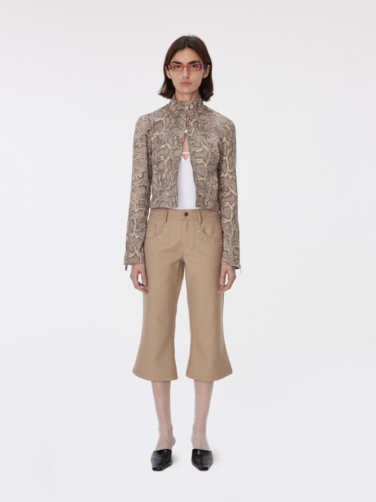 Studs Flare Casual Plain Simple Half-Pants