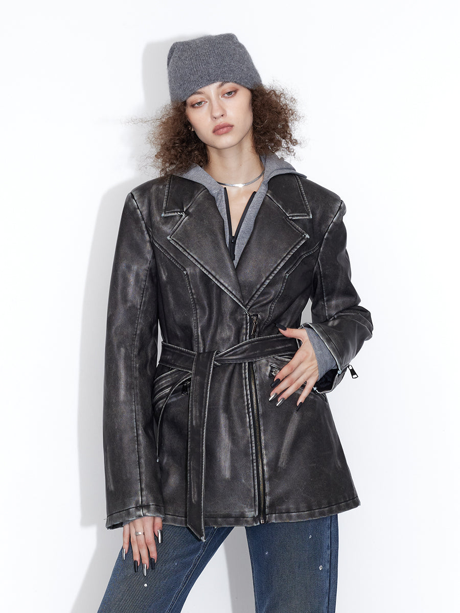 Stich Retro Vintage High-End Leder-Jacke