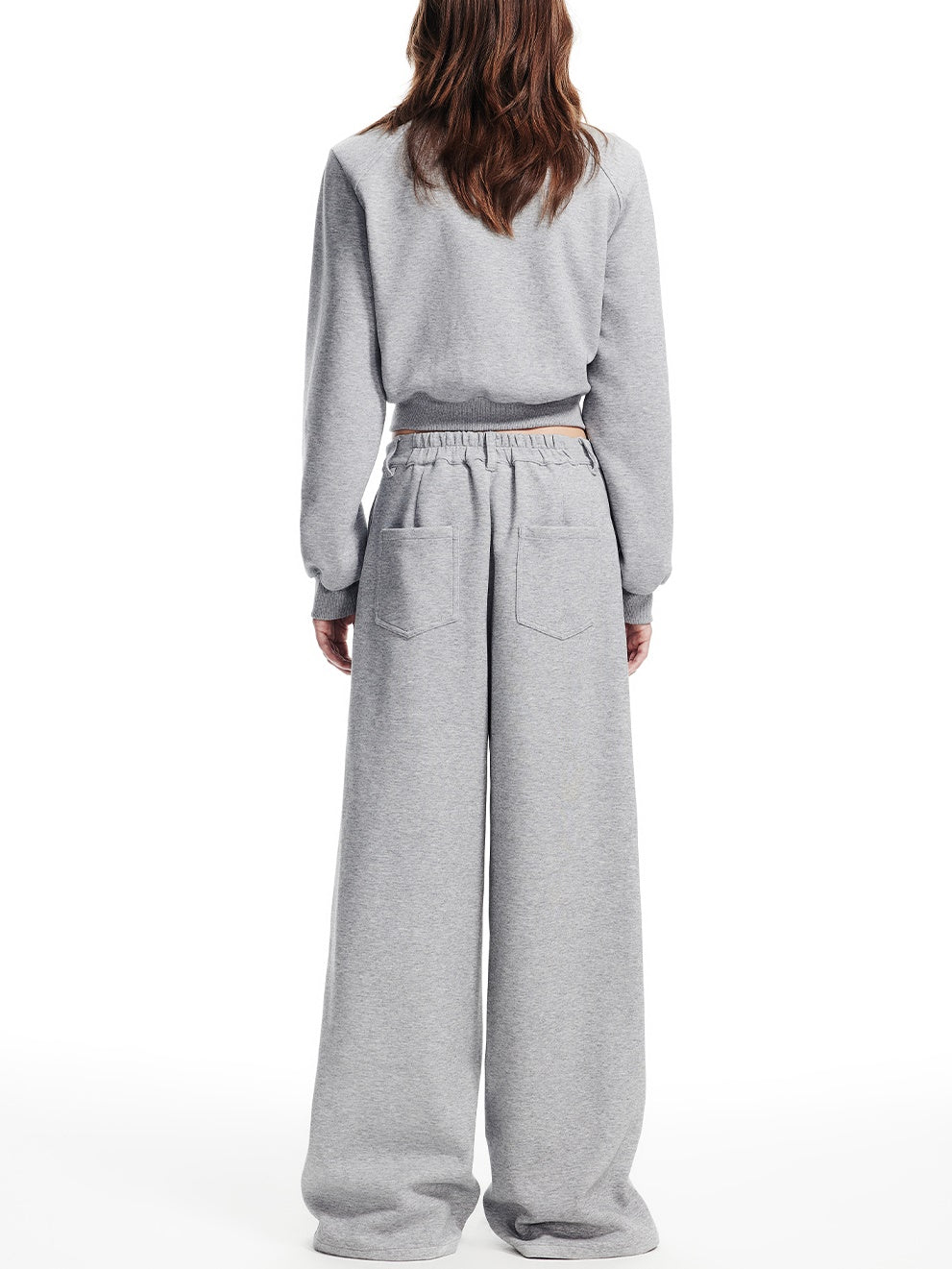 Sweat Casual Tie Plain Stand-Collar Set-Up Tops&Pants