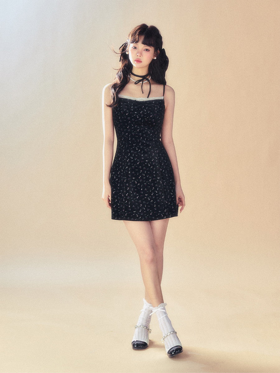 레이스 꽃의 짧은 여성 플레어 카미솔-나이트 피스