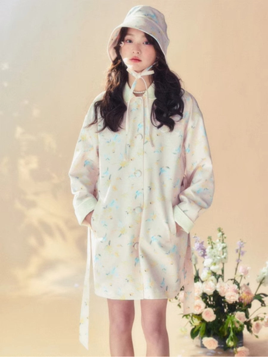 Blume Hoodie Retro süße süße mittlere Trenchcoat