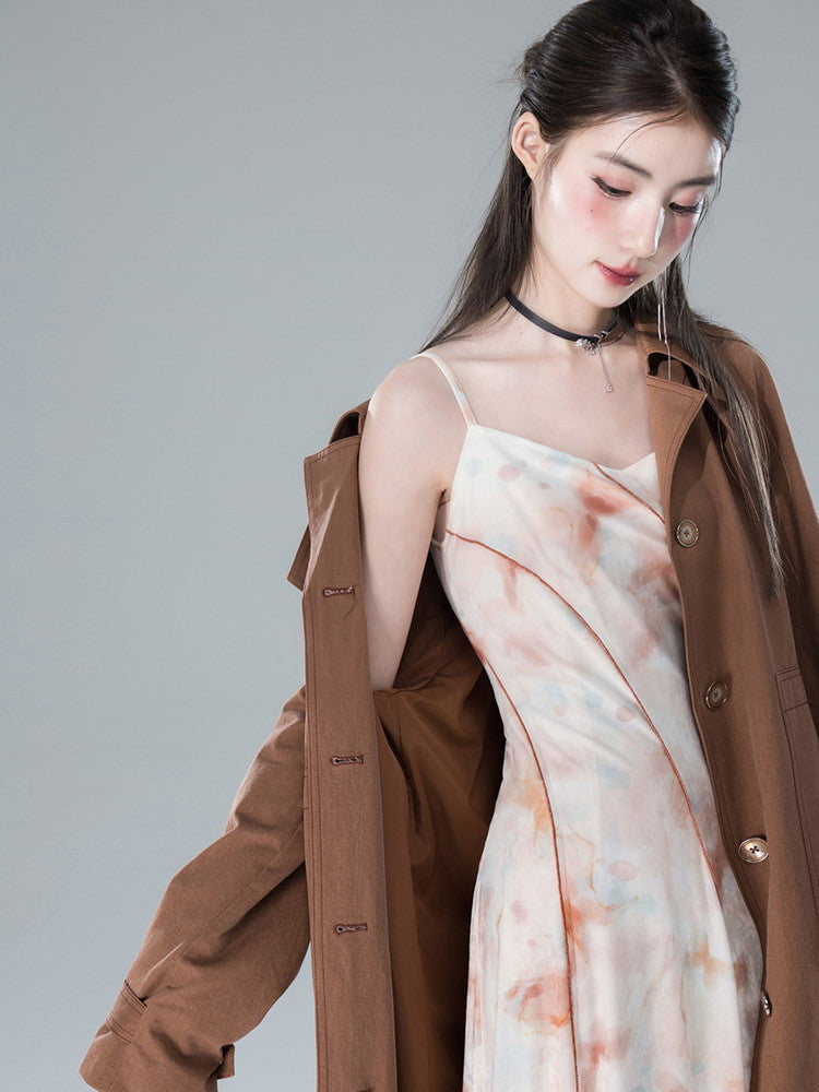 Velvet Floral Camisole Sheer Pale Long Dress