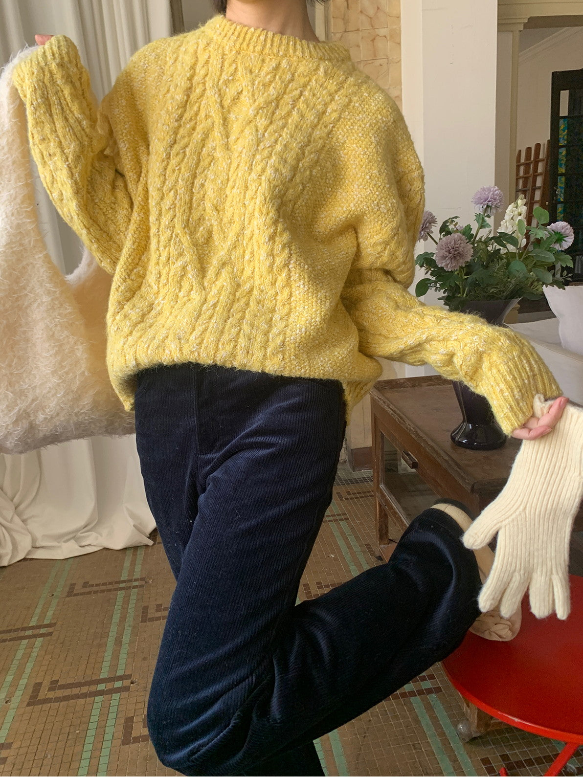 Cwer-Neck Vivid Vintage Simple Chic Cable-Knit