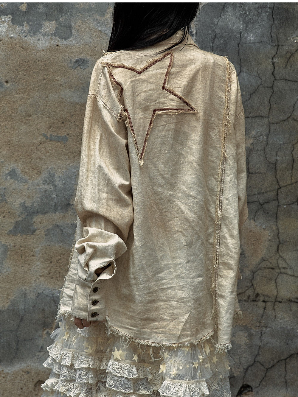 Ovresize Studs Vintage Watashed Shirt