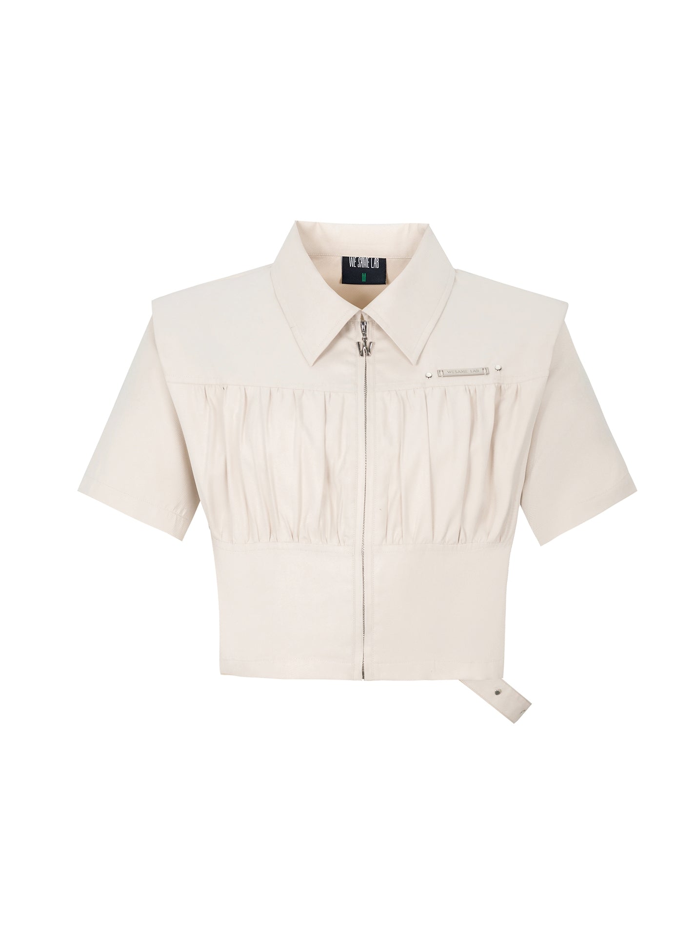 Zip Cropped Nichi Plain Shirt