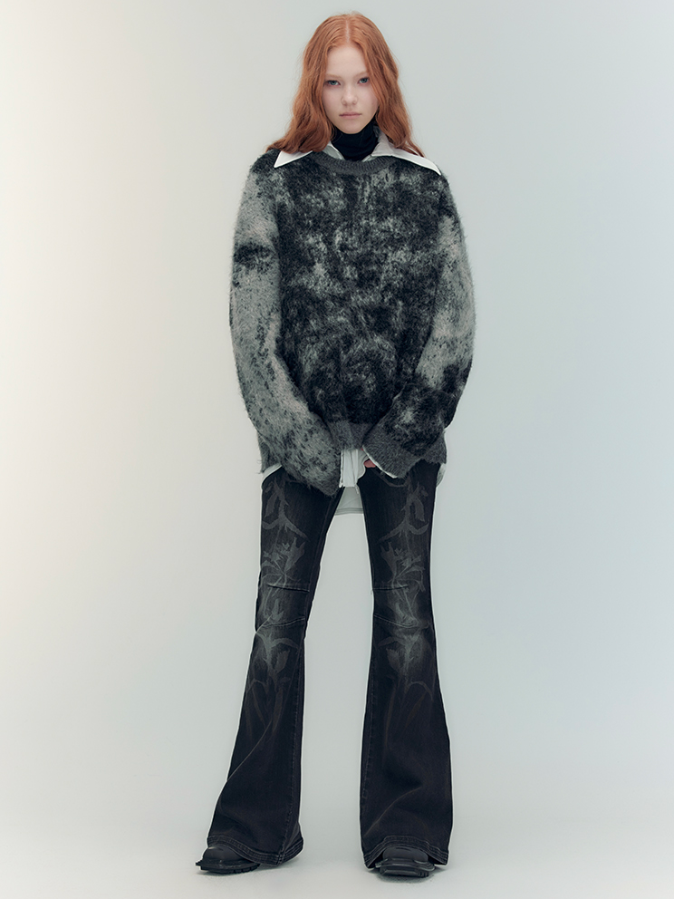 Tie-Dye-Crew-Hals Retro Oversize Strick