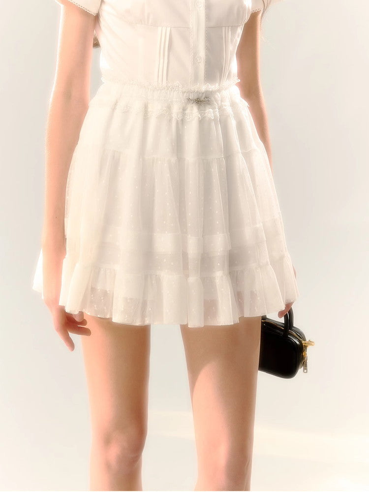 Lace Tiered Sheer Feminine Skirt