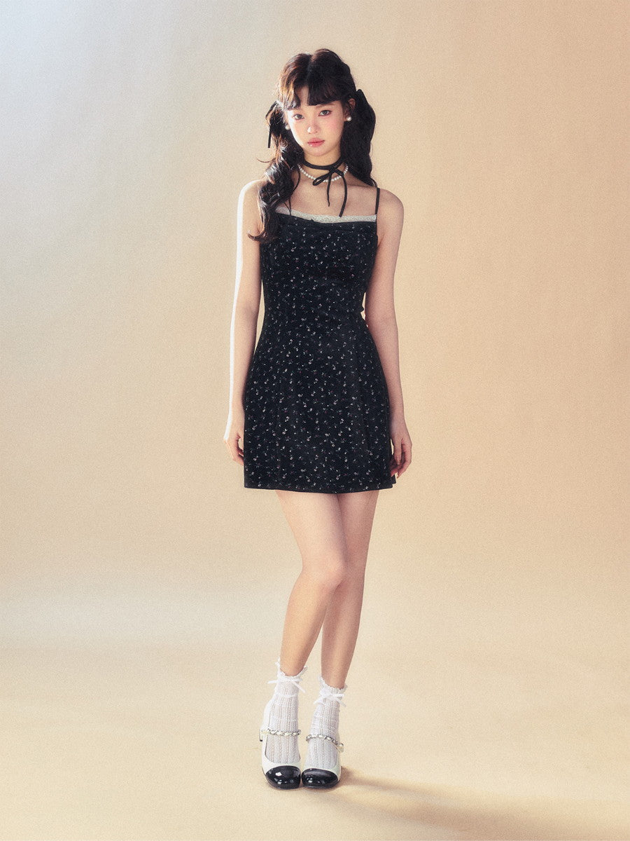 레이스 꽃의 짧은 여성 플레어 카미솔-나이트 피스