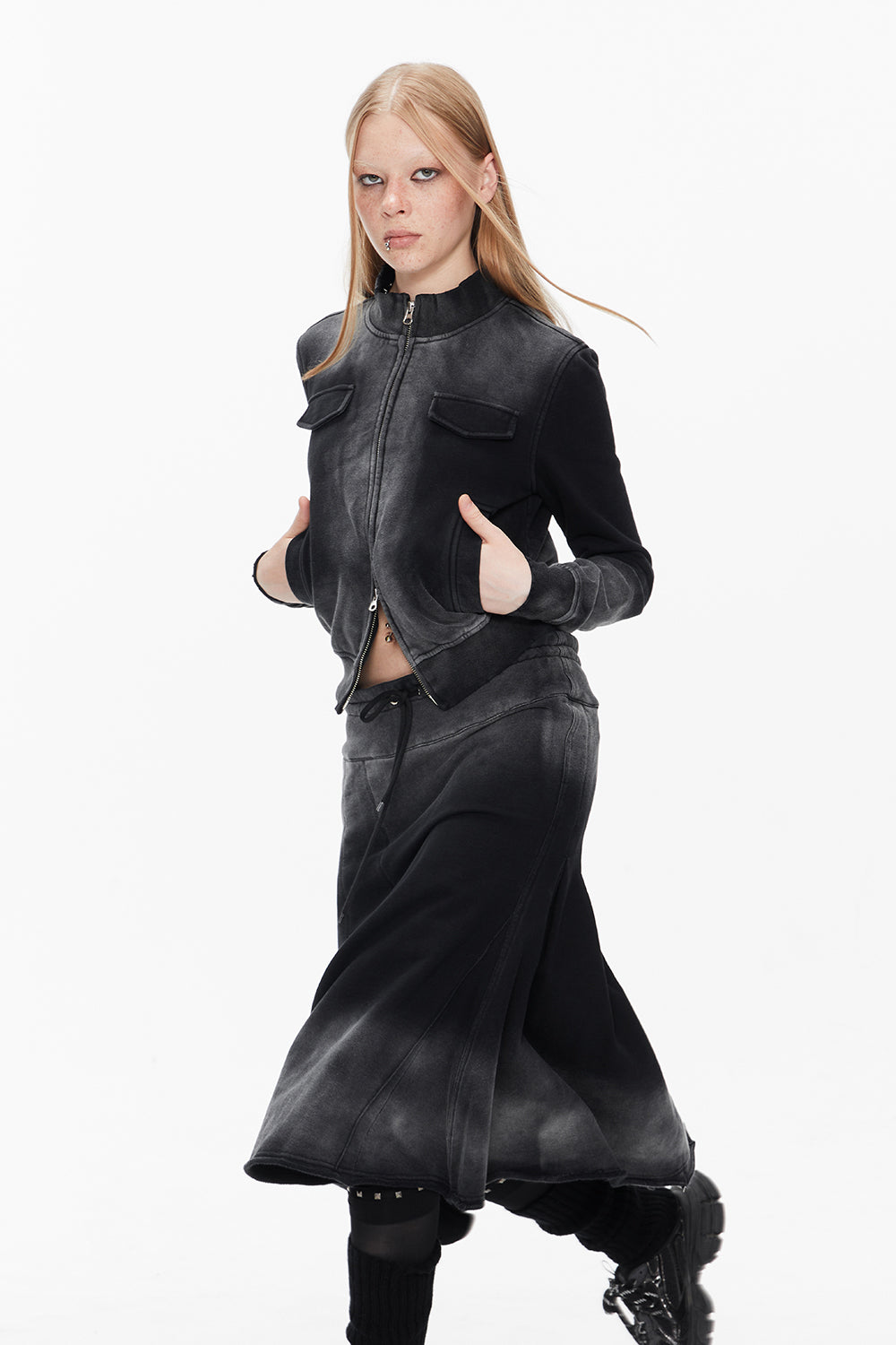 데님 페이디드 빈티지 캐주얼 블루종 & 파카 & 스커트