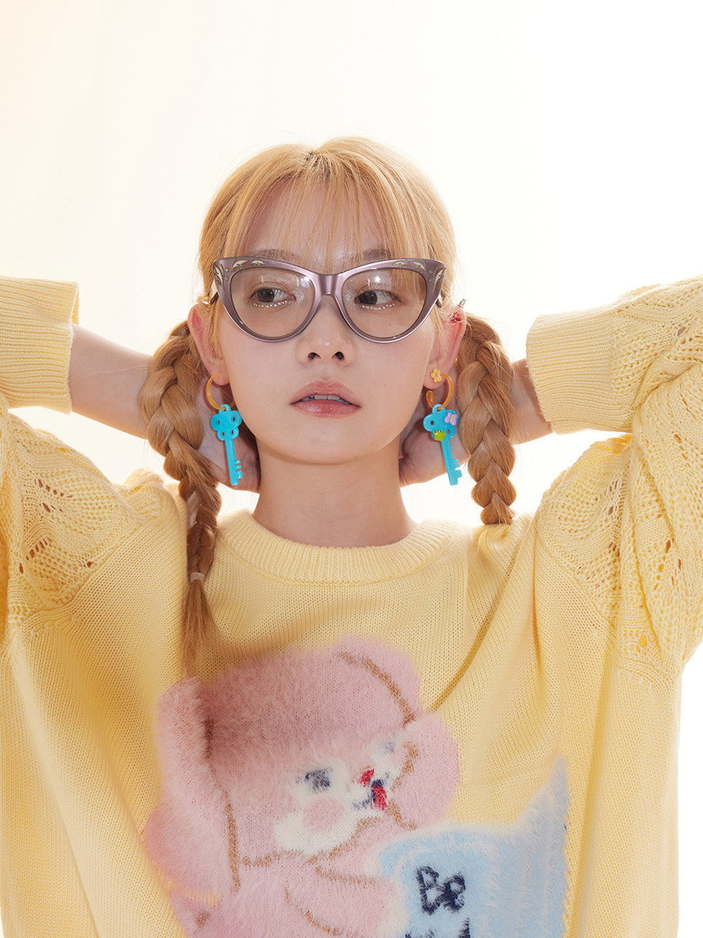 Key Fancy Flower Heart Toy Pierced&Earrings