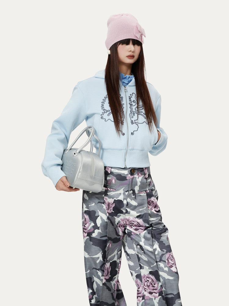 Hoodie Flower Casual Sweat Short Parka