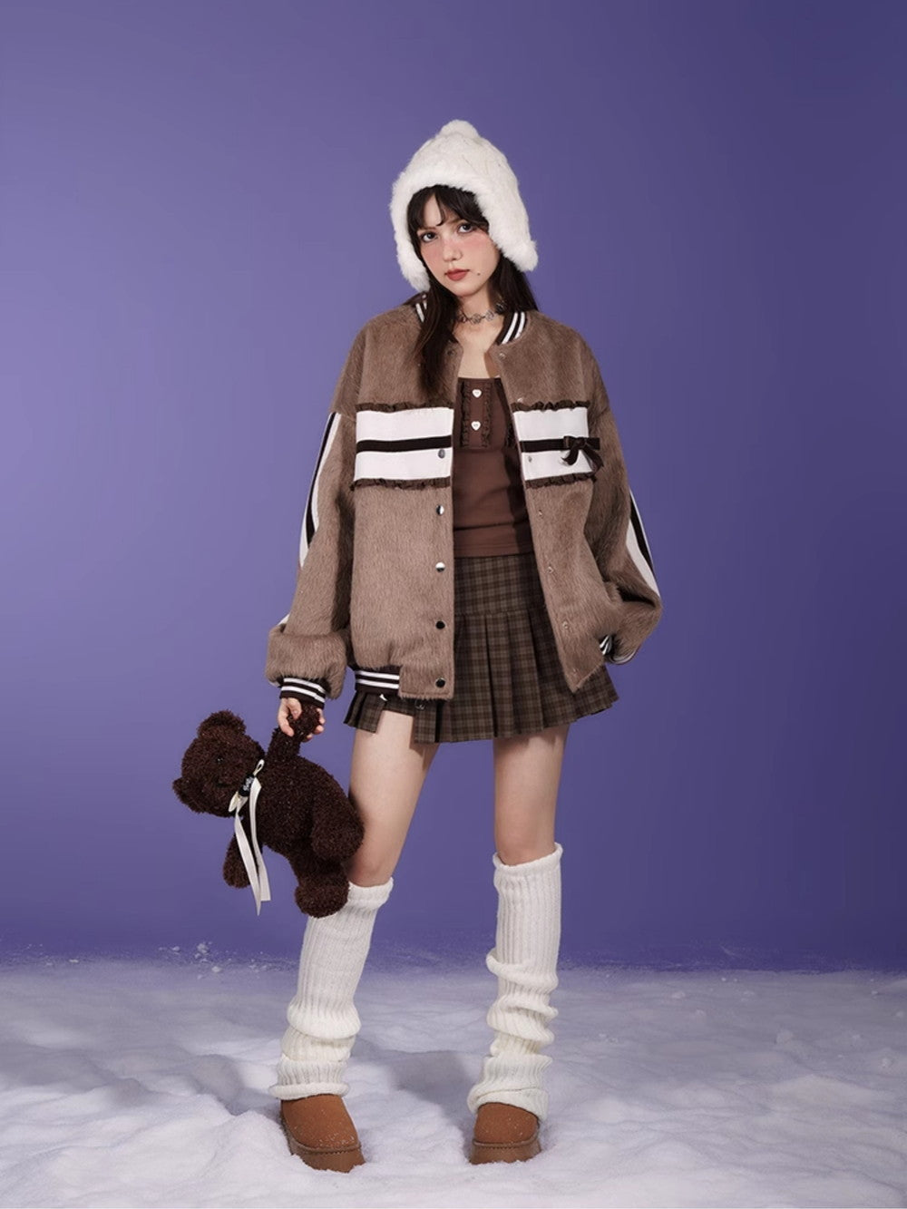 Retro Stadium-Jumper Casual Boa-Blouson Retro Stadium-Jumper