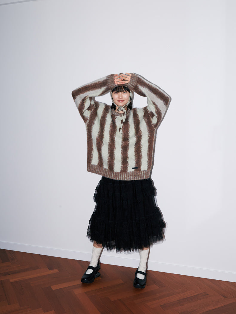 Stripe Border Strick Retro Tops & Hut