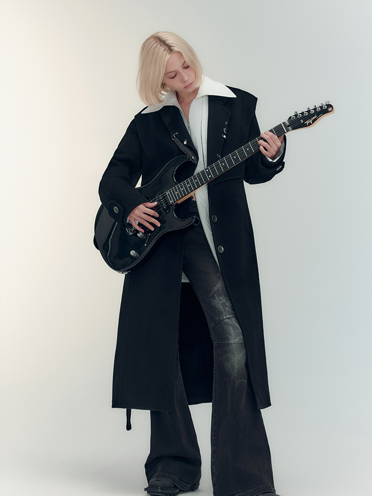 하이엔드 울 니치 버튼 쿨 롱 코트