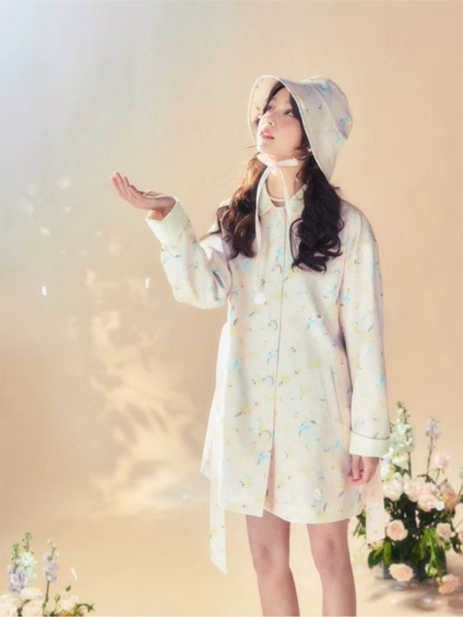 Blume Hoodie Retro süße süße mittlere Trenchcoat