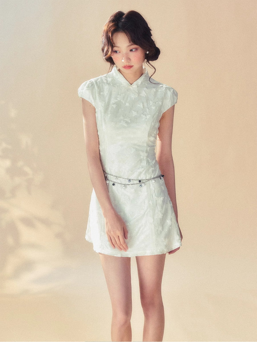 Broderie chinois courte papillon classe chic