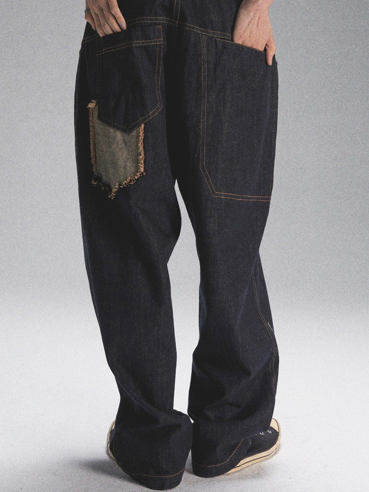Print Denim Loose Casual Wide-Leg Pants