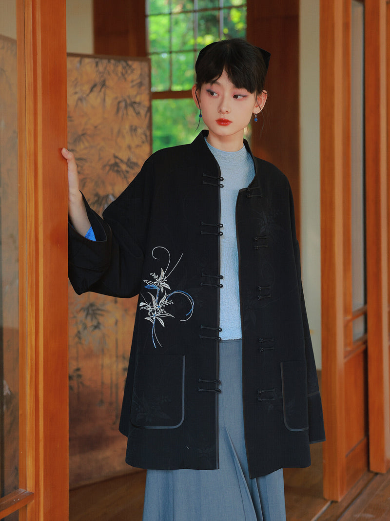 중국 자수 벨벳 고급 대형 재킷