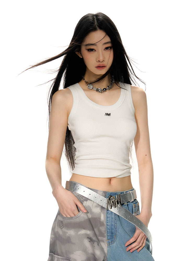 U-Neck No-Sleeve Short Casual Tank Top