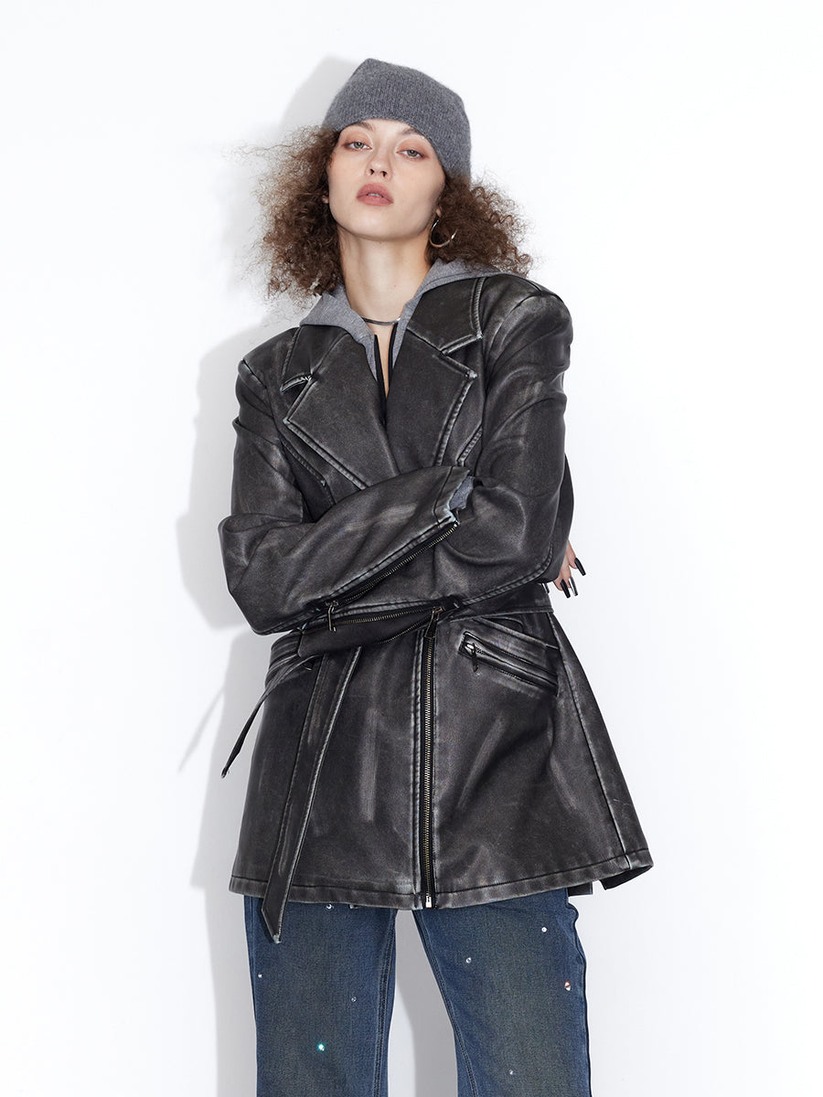 Stich Retro Vintage High-End Leder-Jacke