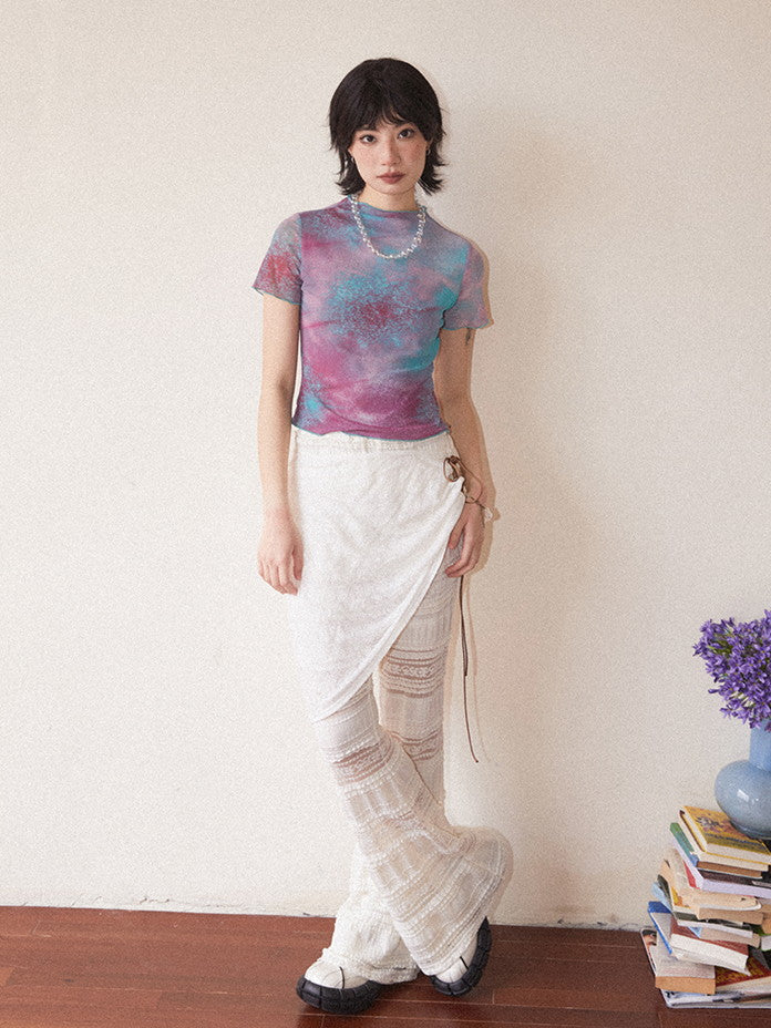 Tie-Dye Pale-Tone Cotton-Candy Nichi Spray Mellow T-Shirt