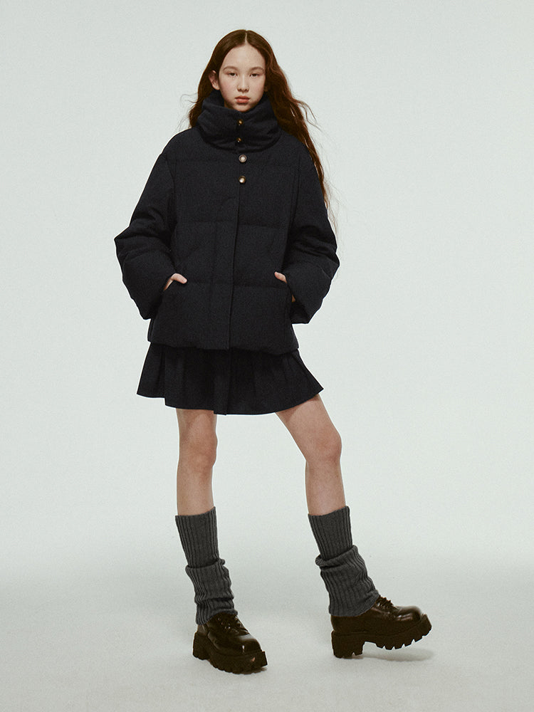 Cotton Casual Plain Wool Simple Down-Jacket