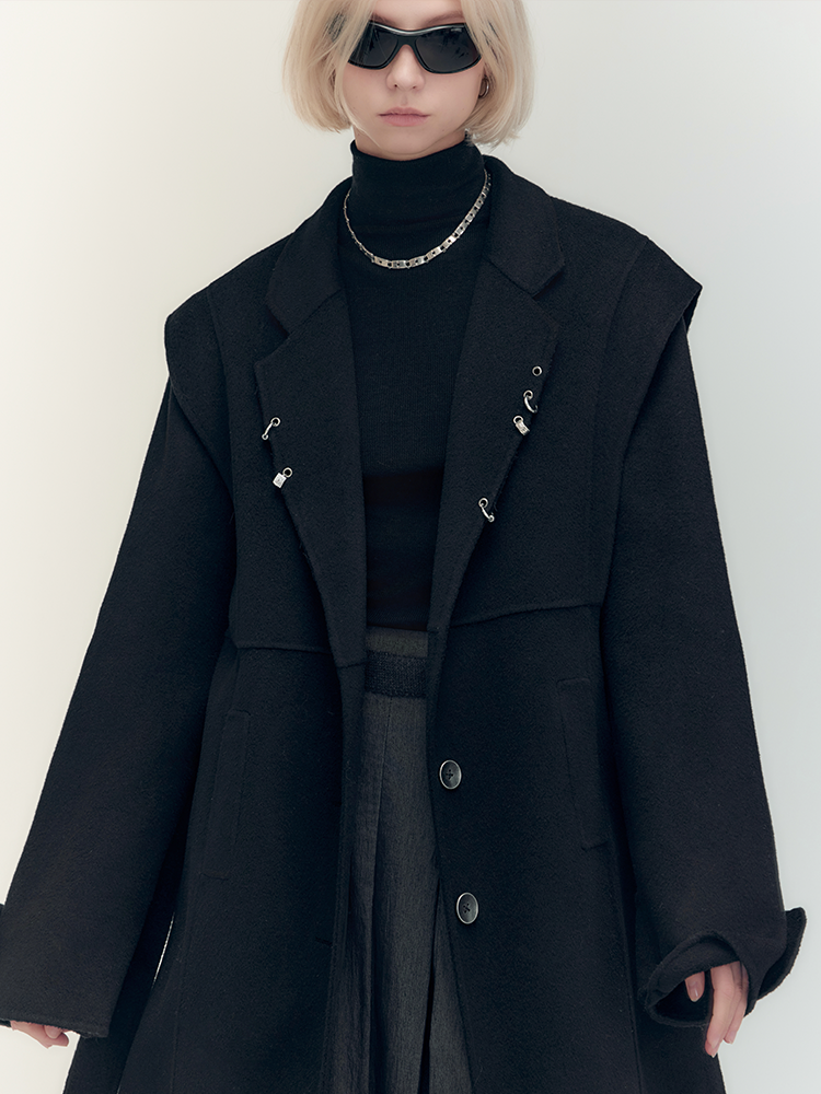 하이엔드 울 니치 버튼 쿨 롱 코트