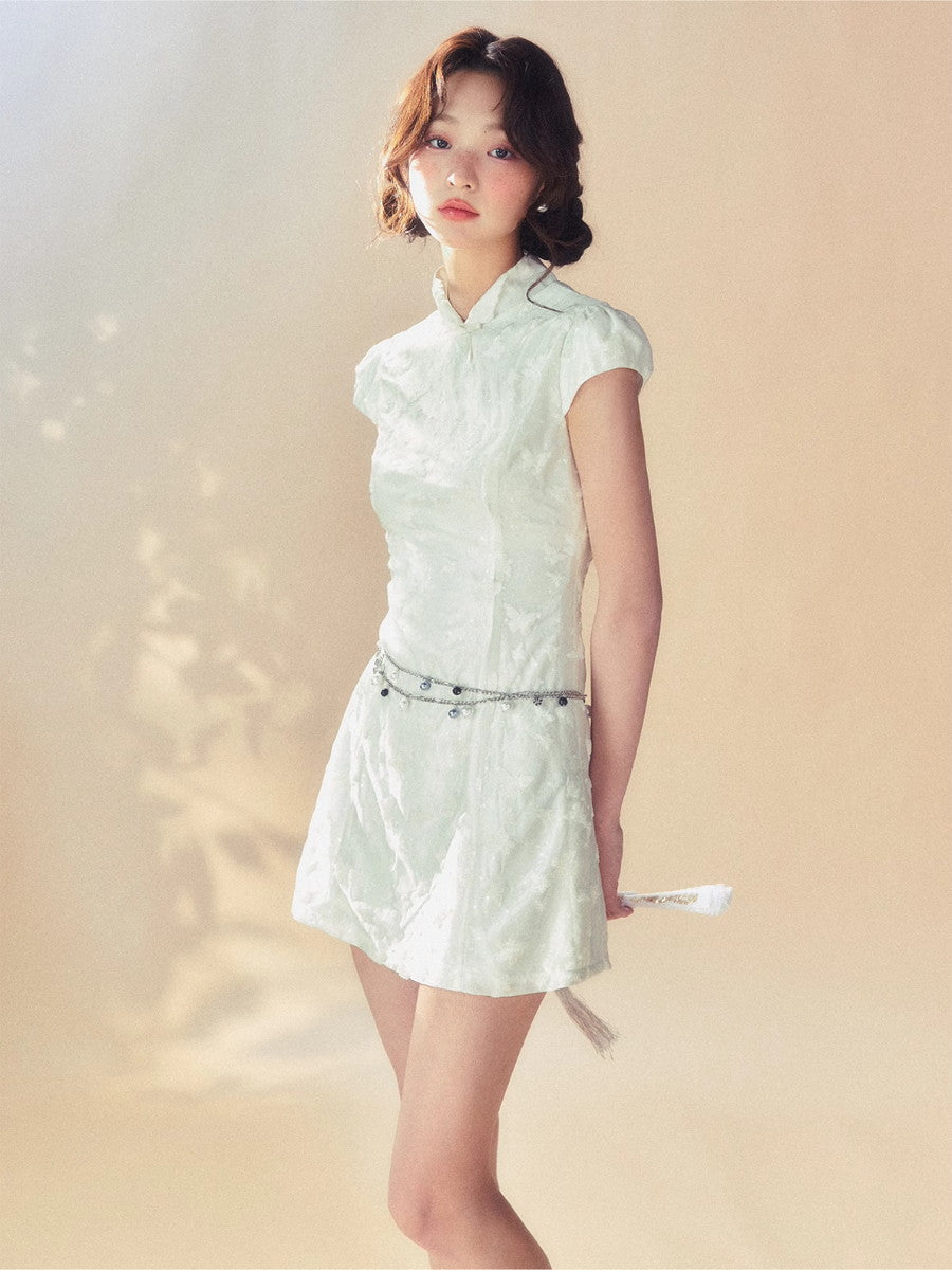 Broderie chinois courte papillon classe chic