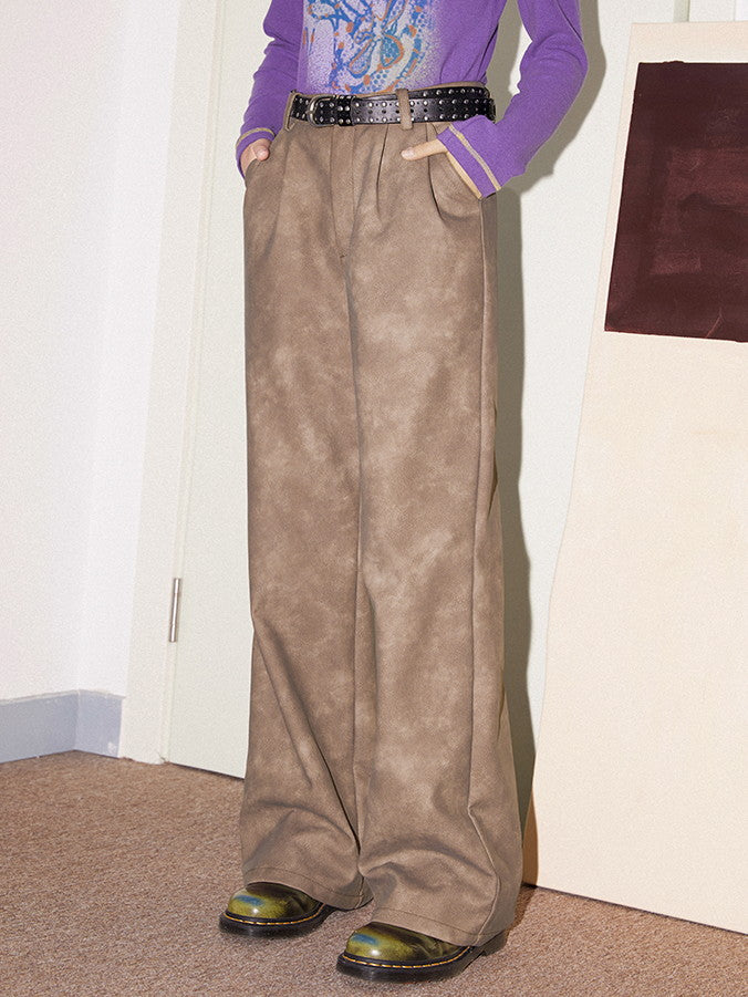 Samtleder dicker gerader Retro lose Hosen